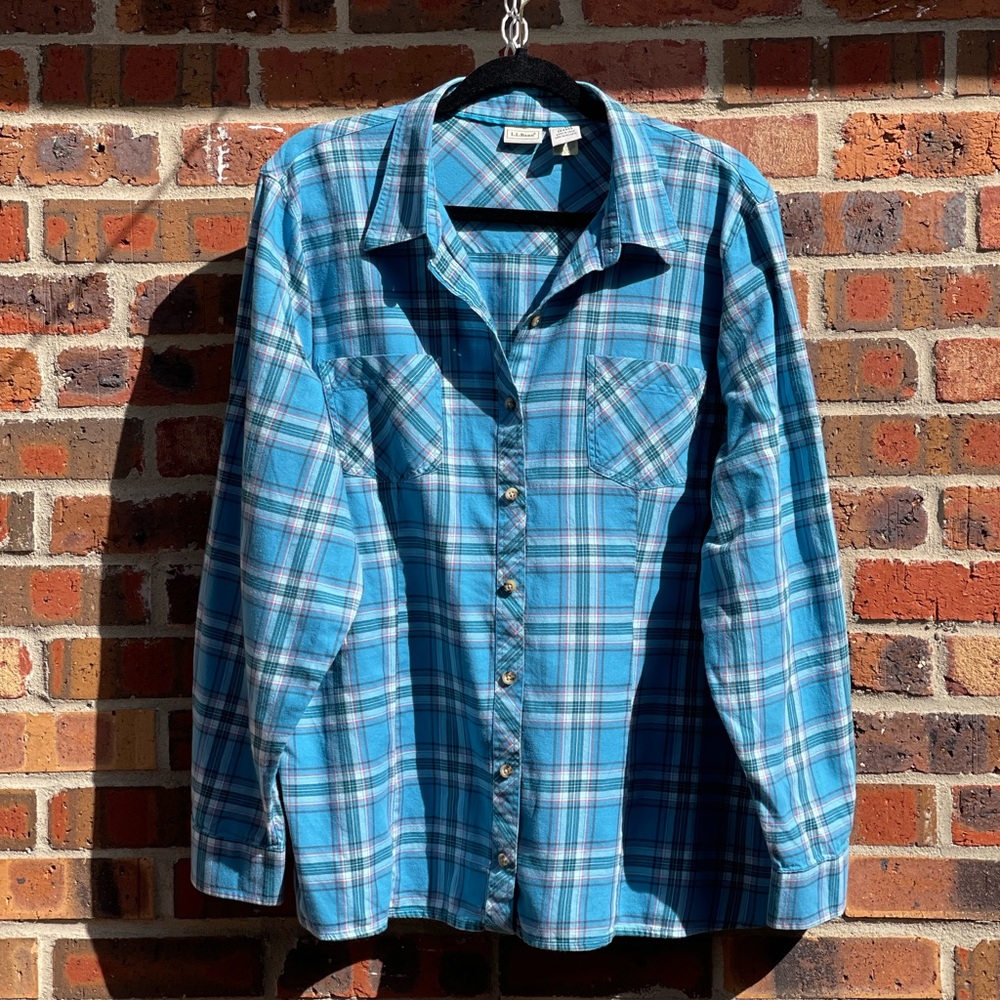 L.L. Bean Women’s XL flannel button down shirt.
